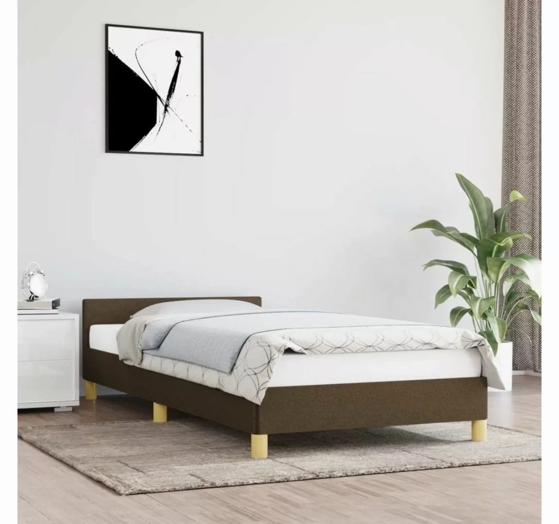 furnicato Bett Bettgestell mit Kopfteil Dunkelbraun 90x200 cm Stoff günstig online kaufen