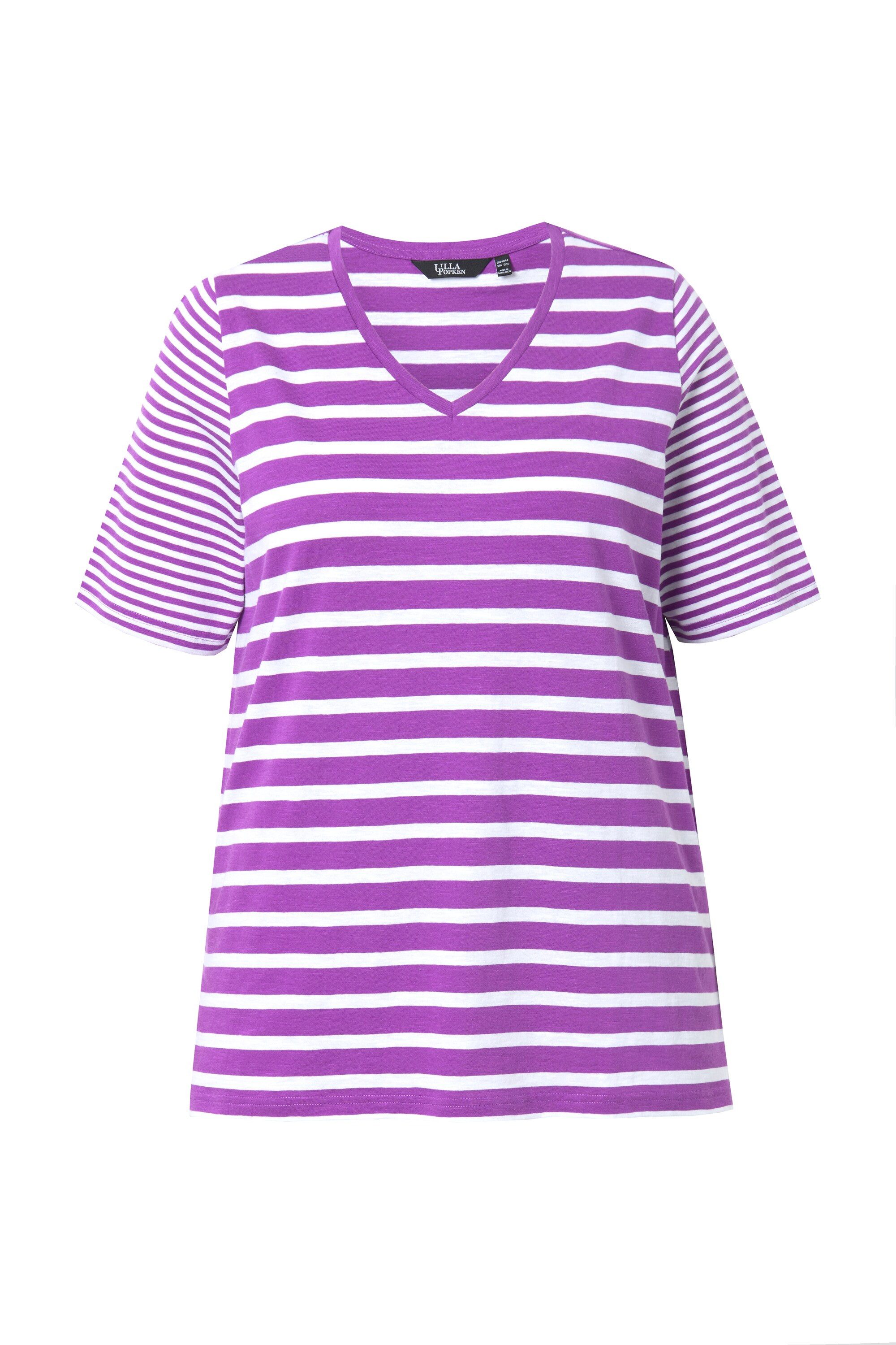 Ulla Popken T-Shirt Shirt Ringelmix A-Linie günstig online kaufen