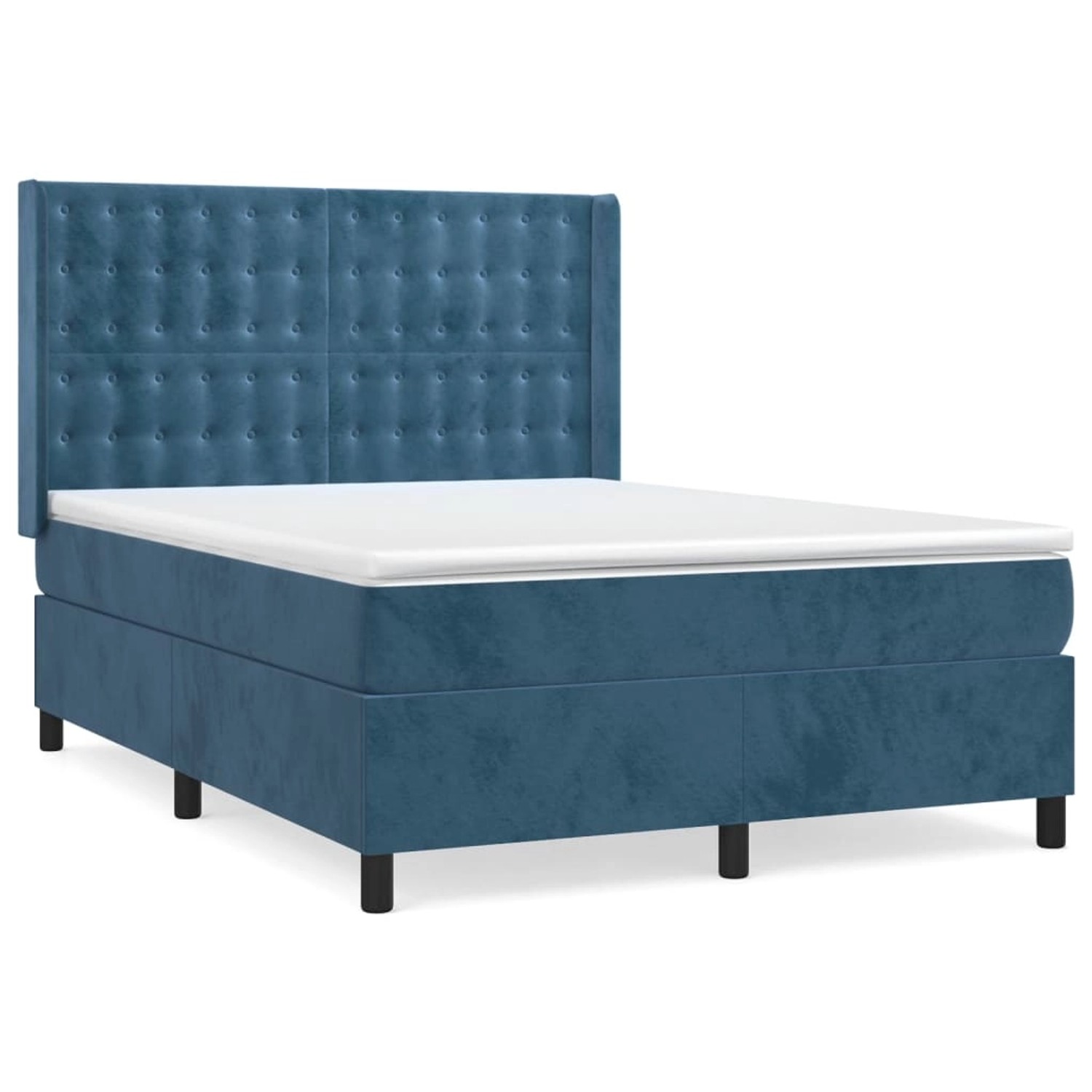 vidaXL Boxspringbett mit Matratze Dunkelblau 140x190 cm Samt1393400 günstig online kaufen