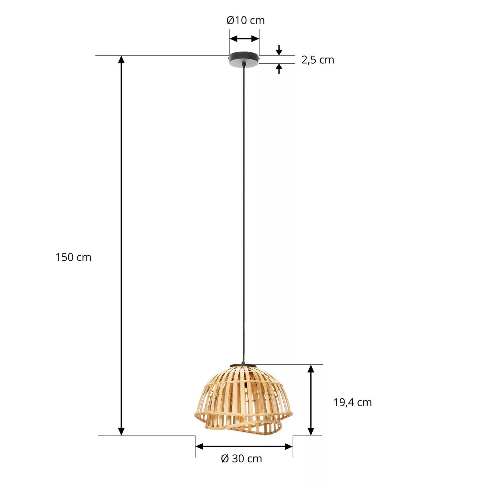 Lindby Ilajus Hängeleuchte Bambus Ø 30 cm günstig online kaufen