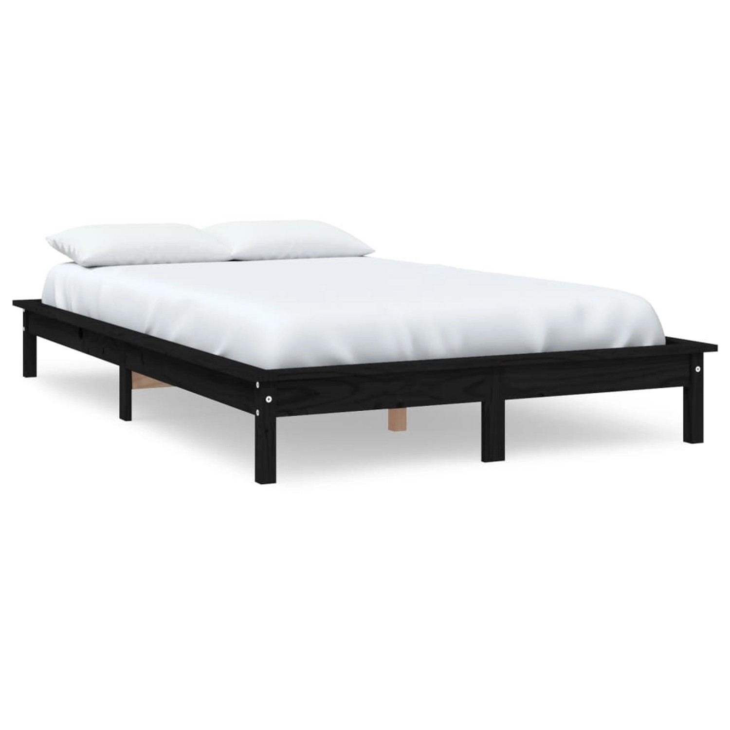 vidaXL Massivholzbett Schwarz 150x200 cm Kiefer 5FT King Size1280062 günstig online kaufen