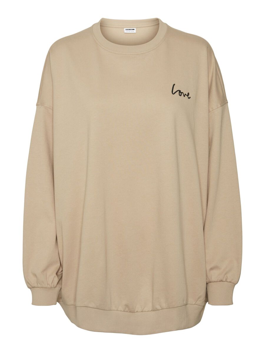 NOISY MAY Langer Sweatshirt Damen Beige günstig online kaufen