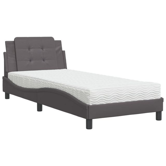 vidaXL Bett Bett mit Matratze Grau 80x200 cm Kunstleder günstig online kaufen