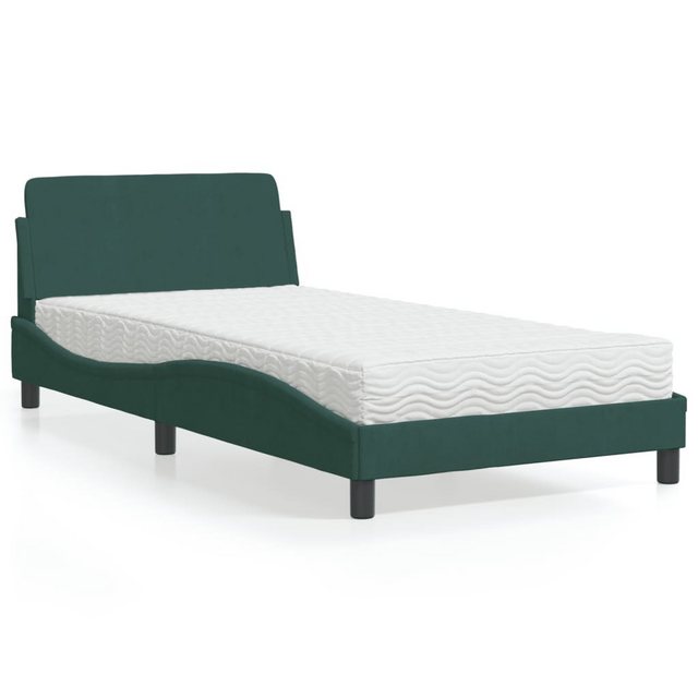 vidaXL Bett Bett mit Matratze Dunkelgrün 100x200 cm Samt günstig online kaufen
