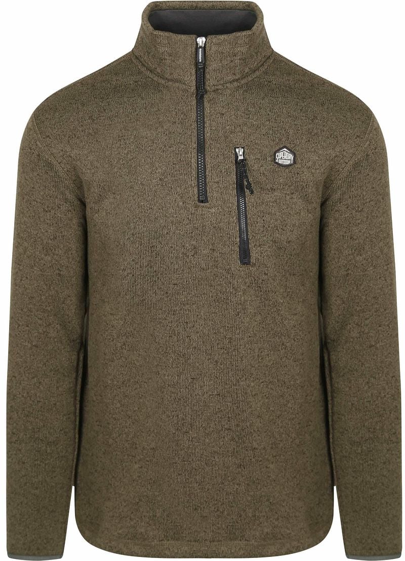Superdry Half Zip Pullover Fleece Olive - Größe XL günstig online kaufen