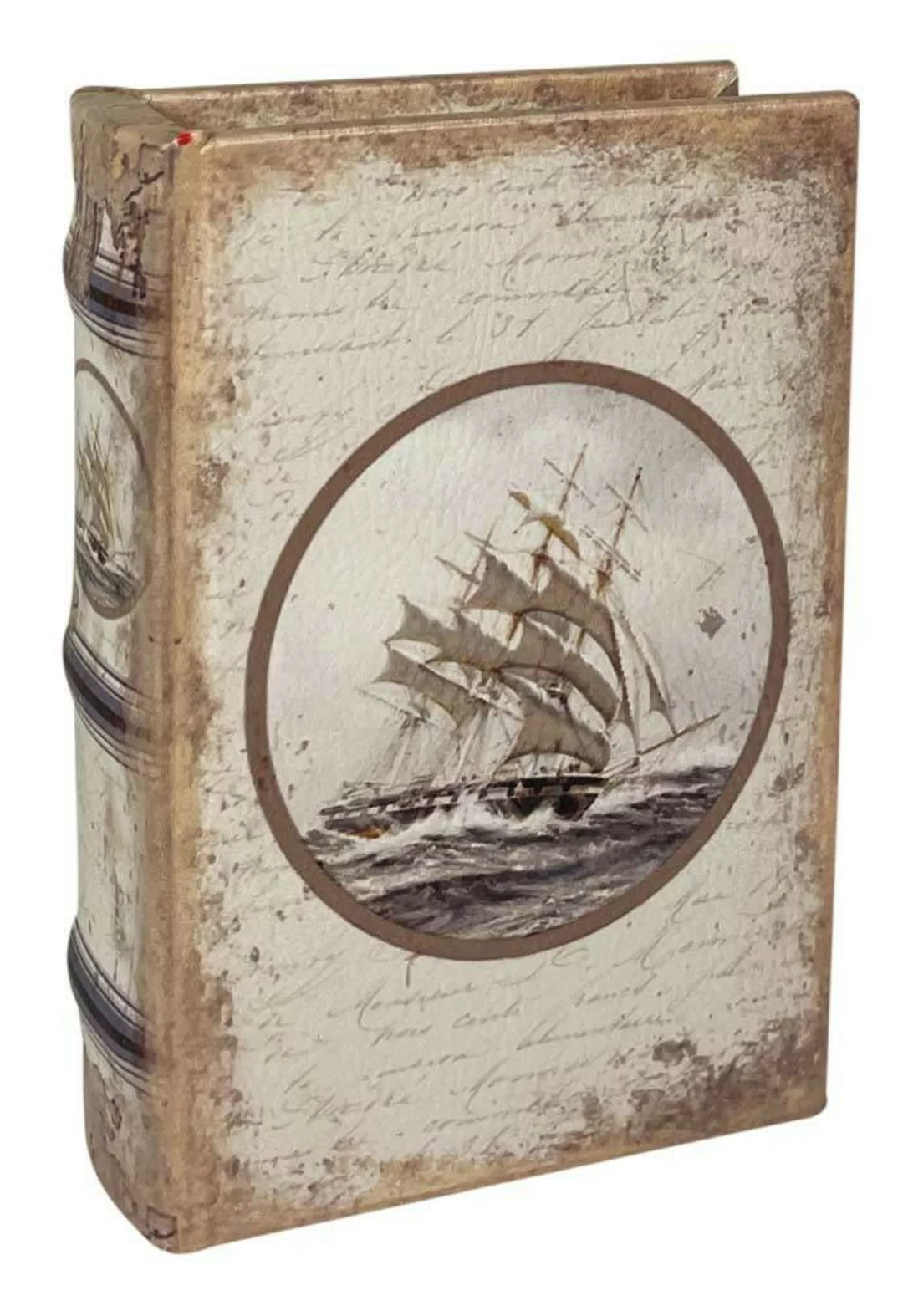 Hohles Buch mit Geheimfach Segelschiff Weiß Antik-Stil Buchversteck 15cm günstig online kaufen
