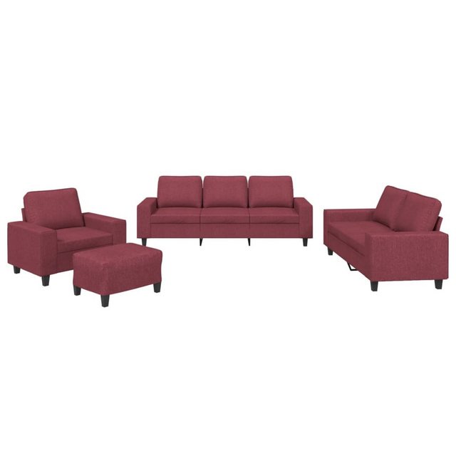 vidaXL Sofa Sofagarnitur Set mit Kissen Stoff, 4-tlg., Rot günstig online kaufen