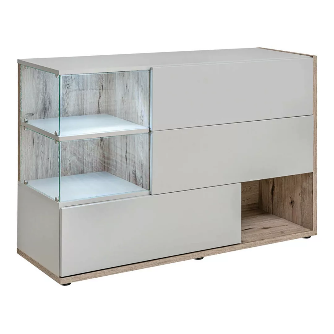 Sideboard 120cm, grau mit Eiche, SAPRI-164 günstig online kaufen