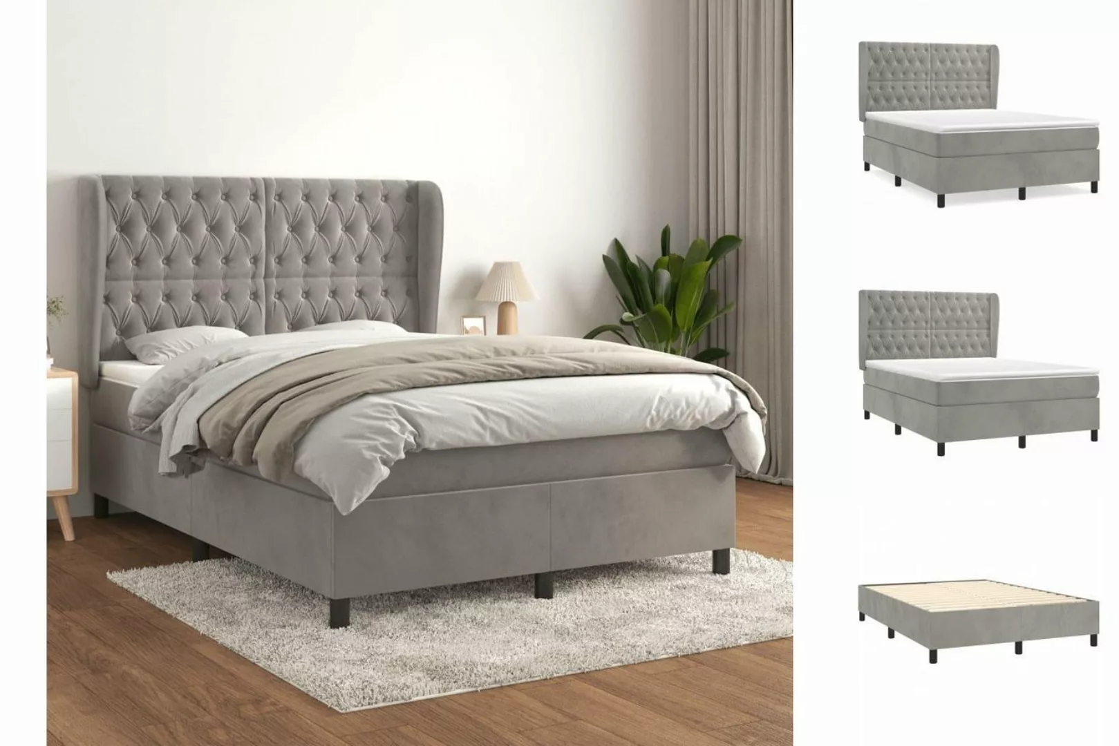 vidaXL Boxspringbett Bett Boxspringbett mit Matratze & Topper Samt versch. günstig online kaufen