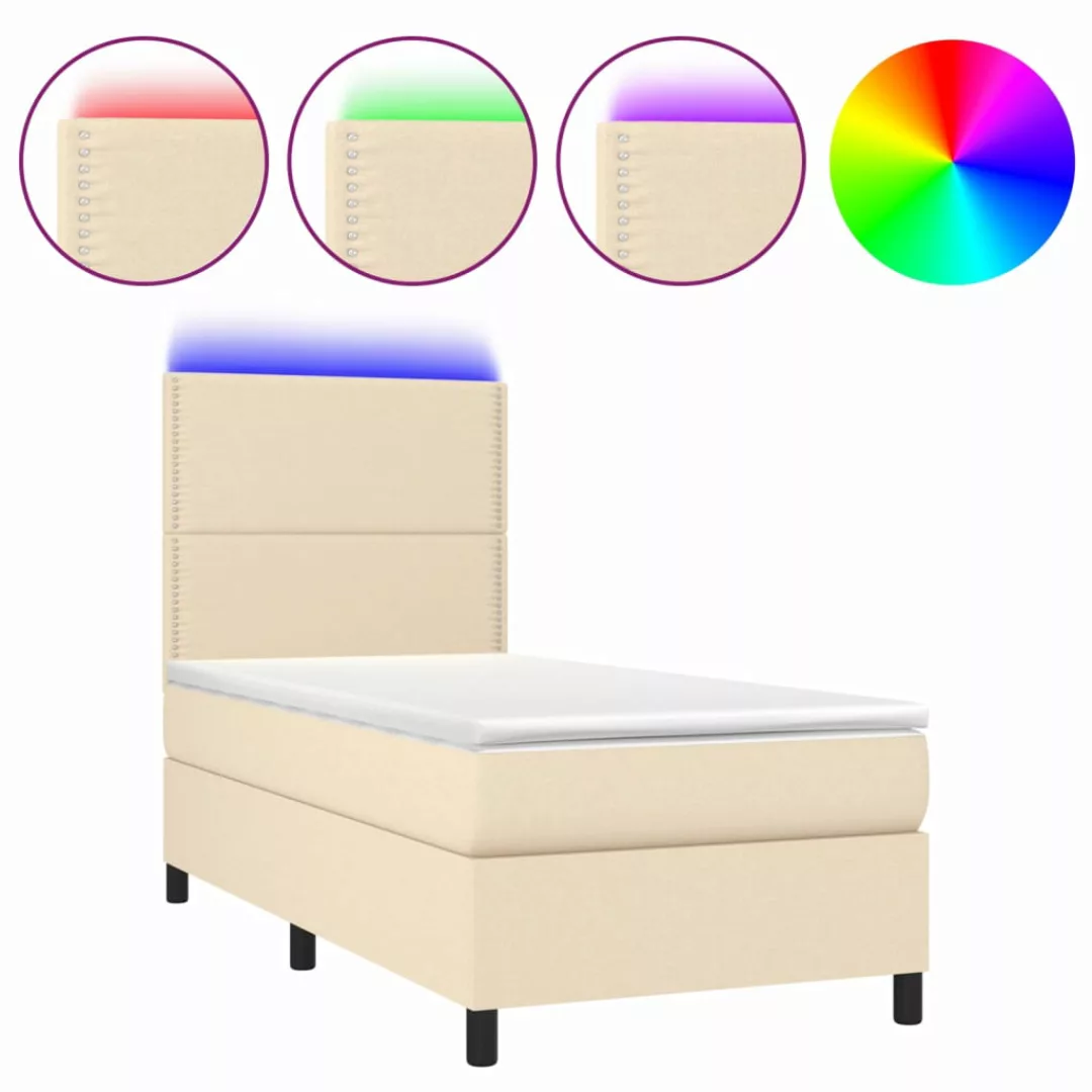 Vidaxl Boxspringbett Mit Matratze & Led Creme 90x200 Cm Stoff günstig online kaufen