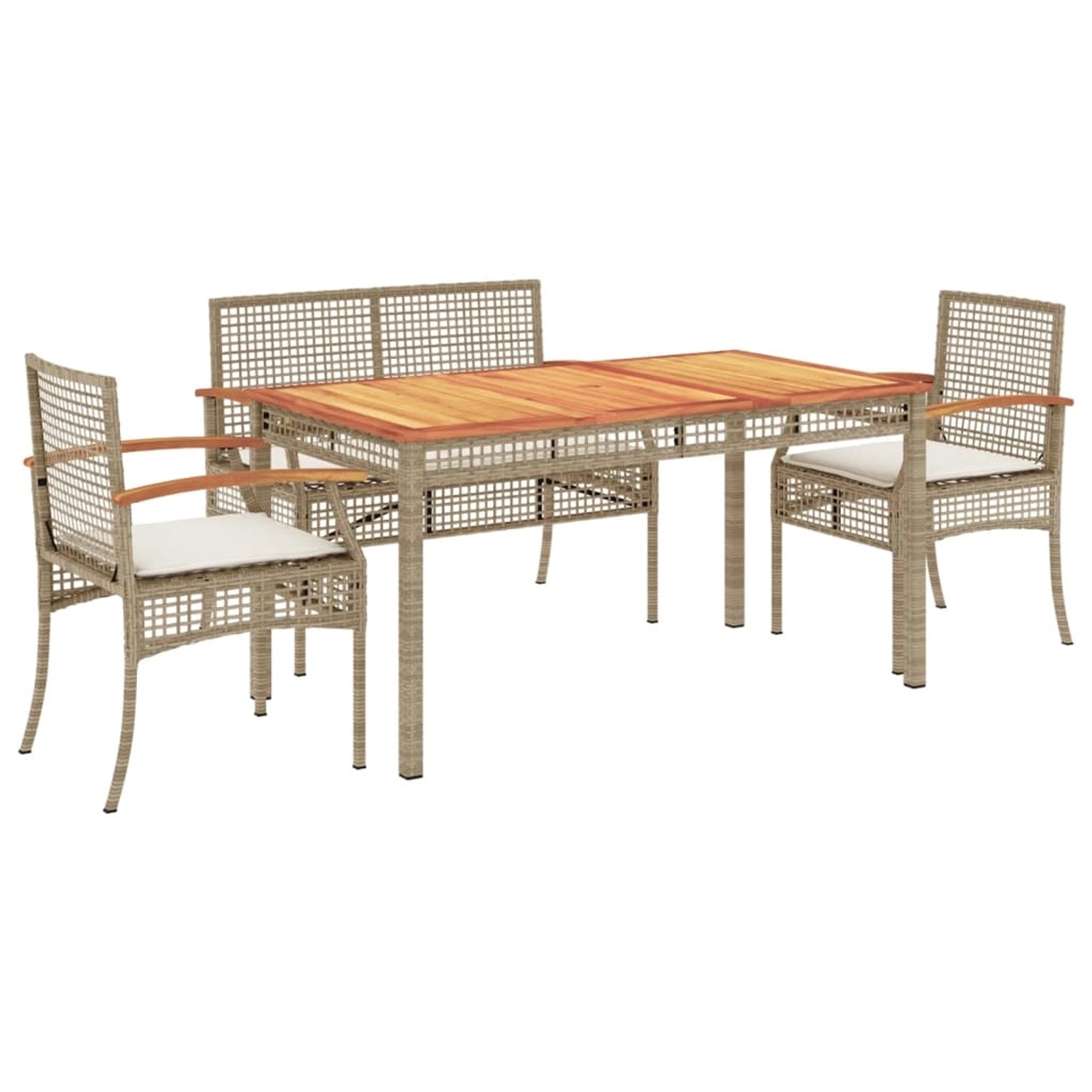 vidaXL 4-Tlg Garten-Essgruppe mit Kissen Beige Poly Rattan 3213585 günstig online kaufen