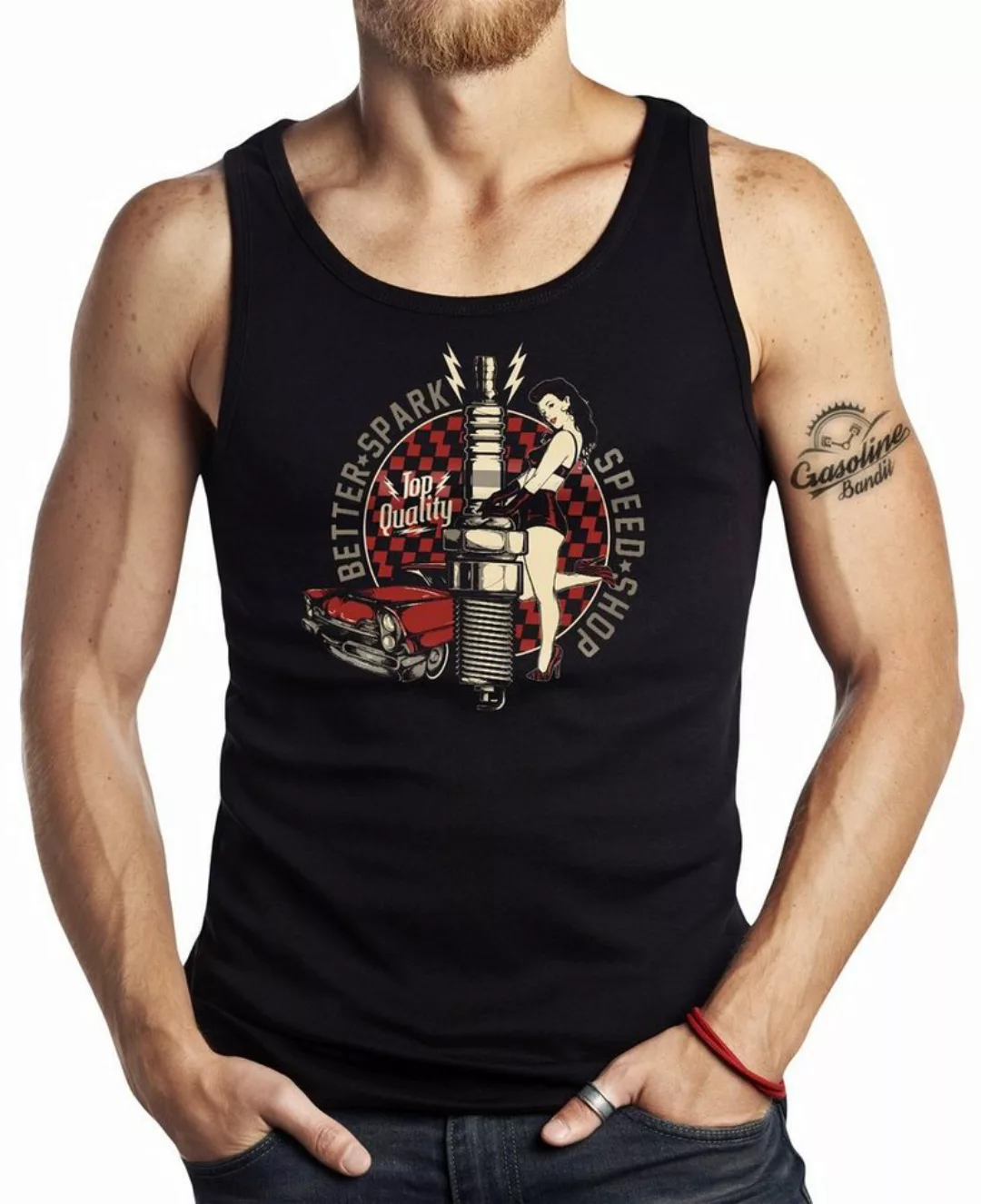 GASOLINE BANDIT® Tanktop für Hot-Rod Biker Racer Fans: Better Spark - Speed günstig online kaufen