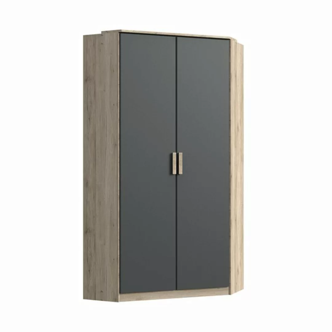 Lomadox Kleiderschrank CANTON-43 Eiche Nb. mit graphit, 2 Türen, 95 cm brei günstig online kaufen