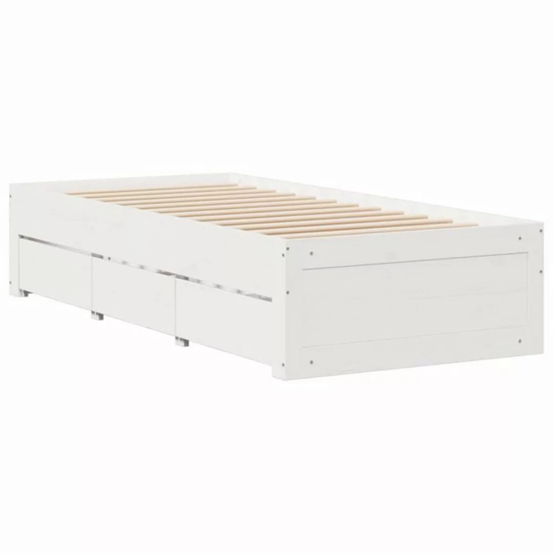 vidaXL Bett Massivholzbett ohne Matratze mit Schubladen Weiß 90x190 cm günstig online kaufen