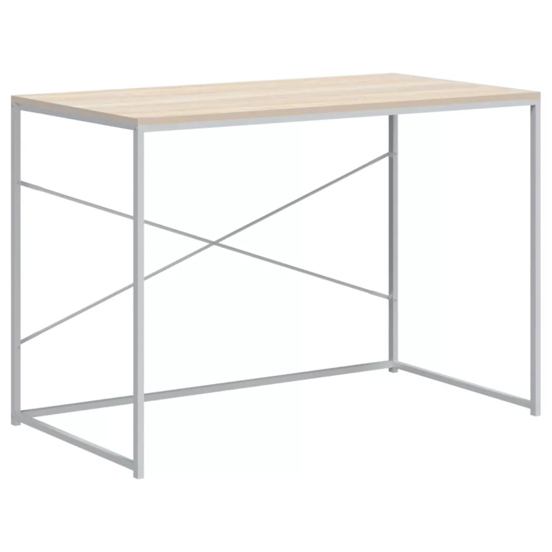 Computertisch Weiß Und Eiche-optik 110x60x70 Cm Spanplatte günstig online kaufen