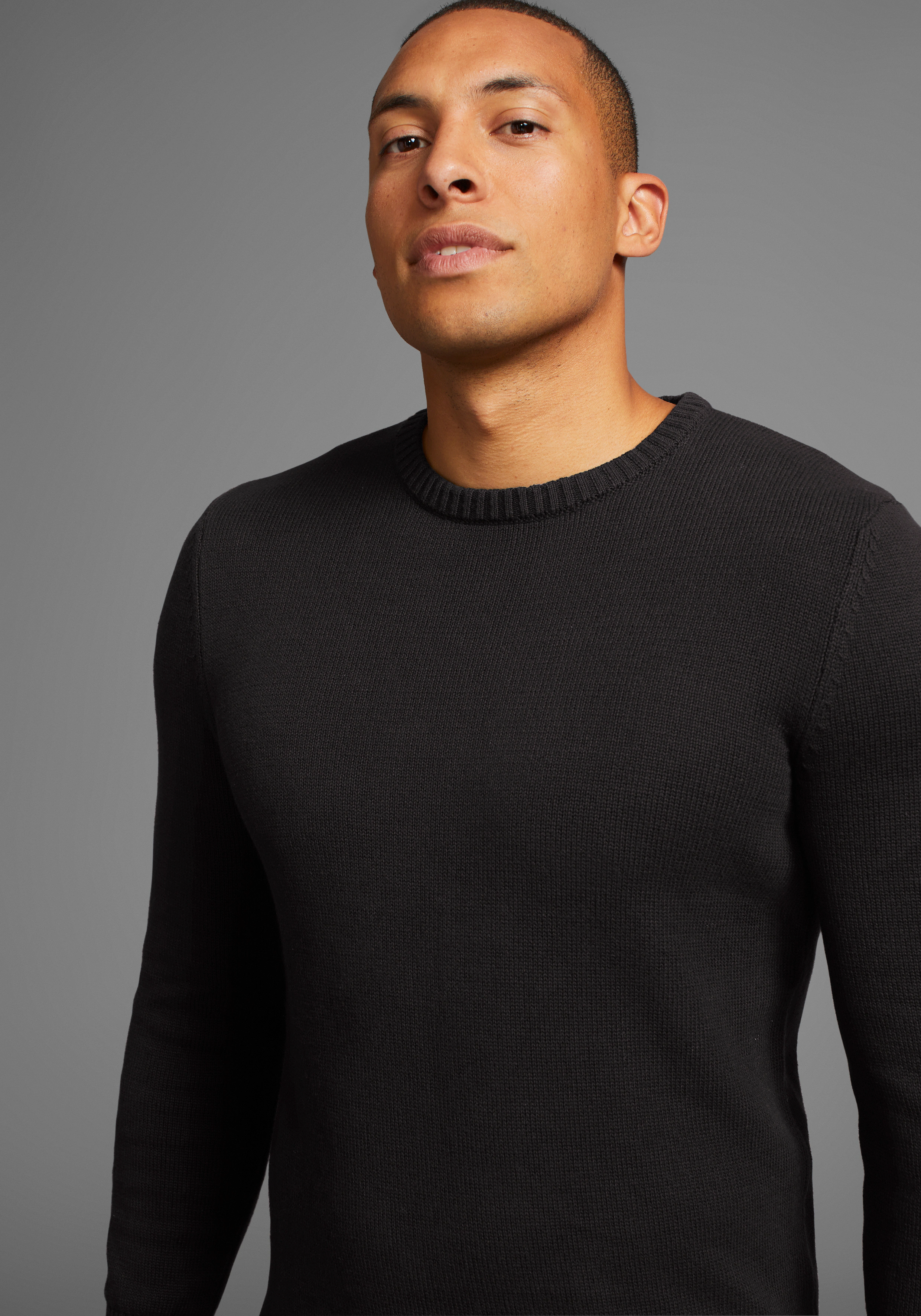 Mans World Rundhalspullover "CIRCULAR COLLECTION-GOTS zertifiziert", Rippst günstig online kaufen