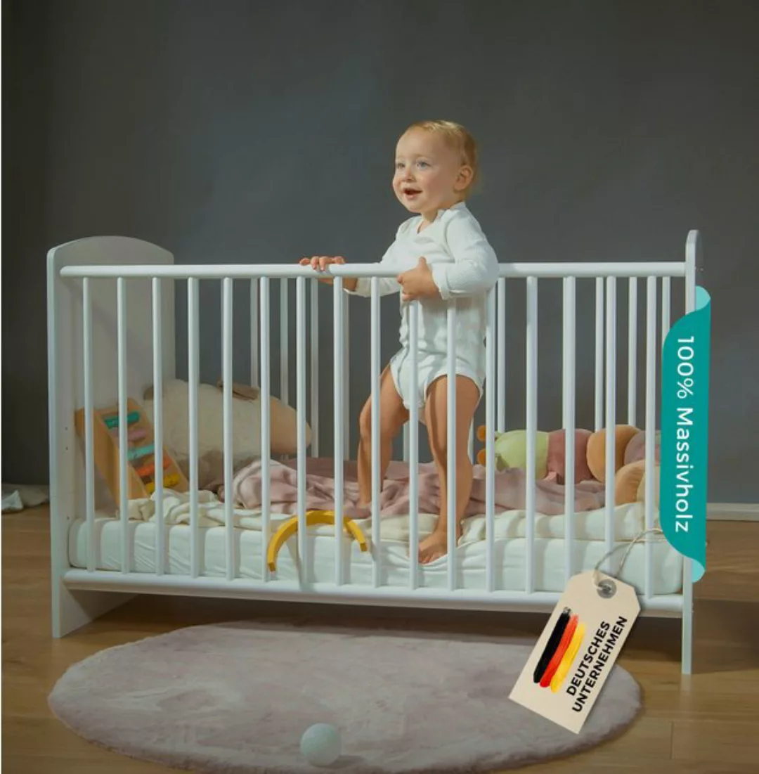 Alavya Home® Babybett STORM I Kinderbett Umbaubares Gitterbett höhenverstel günstig online kaufen