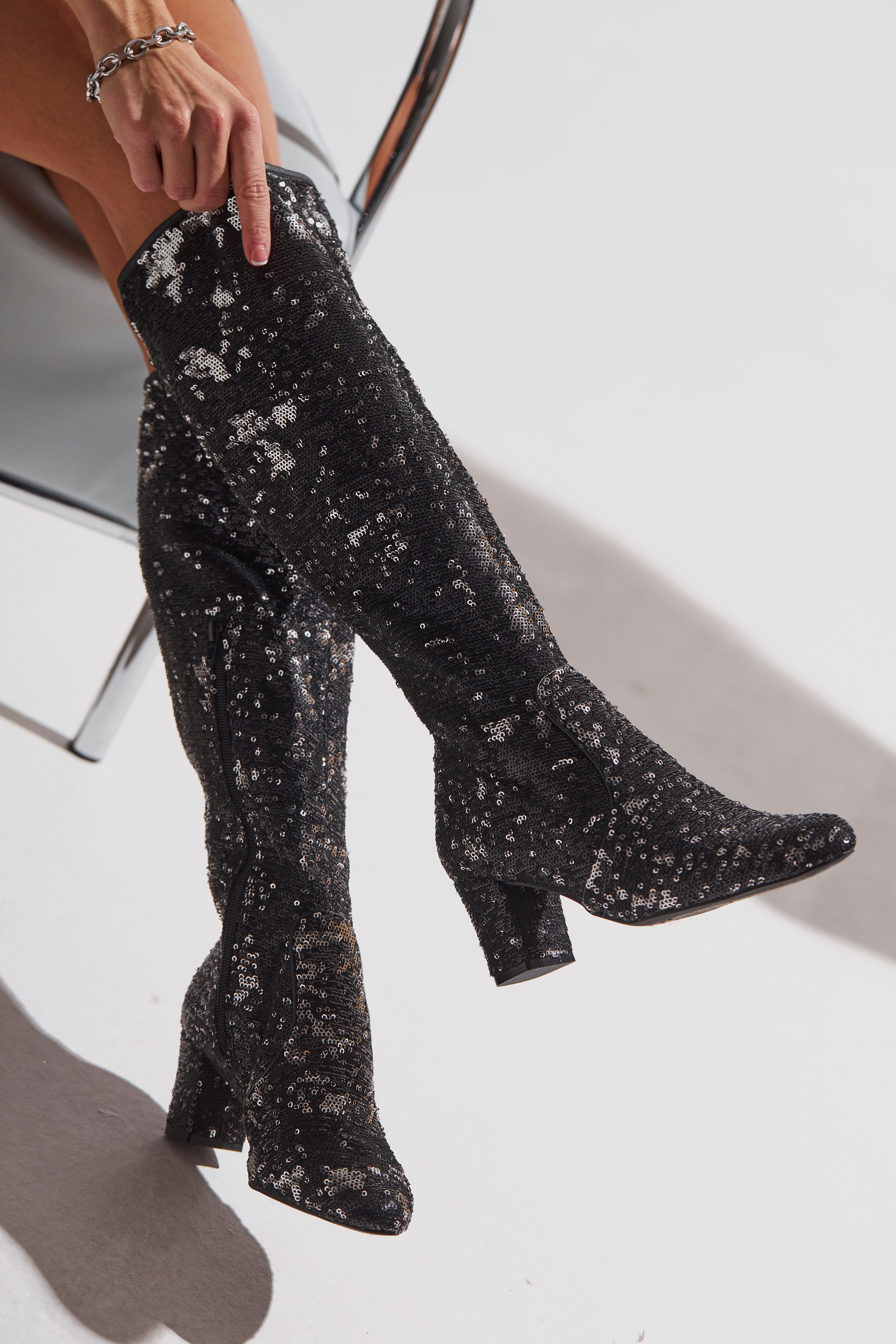 LASCANA Belle Affaire Paillettenverzierter Langschaftstiefel Stiefel günstig online kaufen