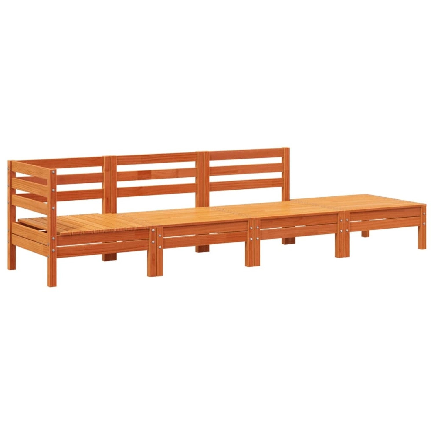vidaXL Gartensofa 4-Sitzer Wachsbraun Massivholz Kiefer 838051 günstig online kaufen
