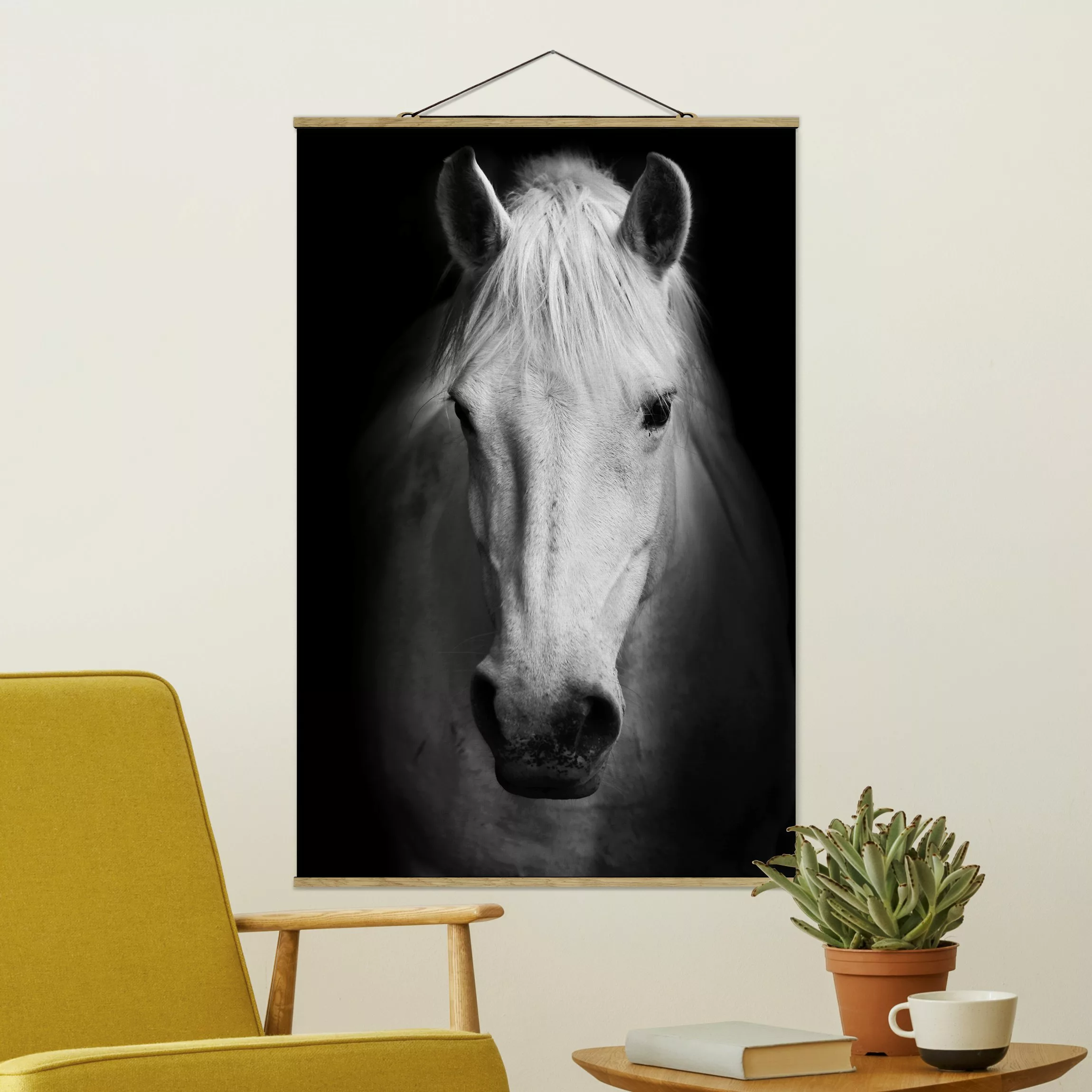 Stoffbild Tiere mit Posterleisten - Hochformat Dream of a Horse günstig online kaufen