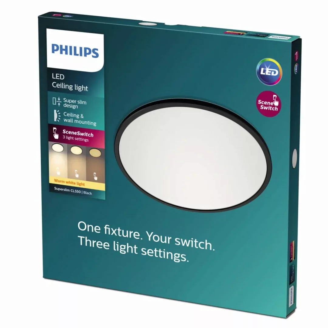 Philips LED Deckenleuchte Cl550 in Schwarz 18W 1500lm günstig online kaufen