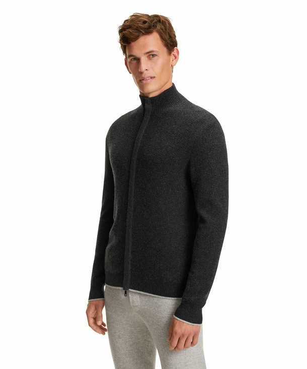 FALKE Herren Cardigan Stehkragen, XXL, Grau, Uni, Kaschmir, 60191-398606 günstig online kaufen