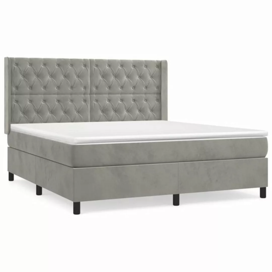 furnicato Bett Boxspringbett mit Matratze Hellgrau 160x200 cm Samt günstig online kaufen