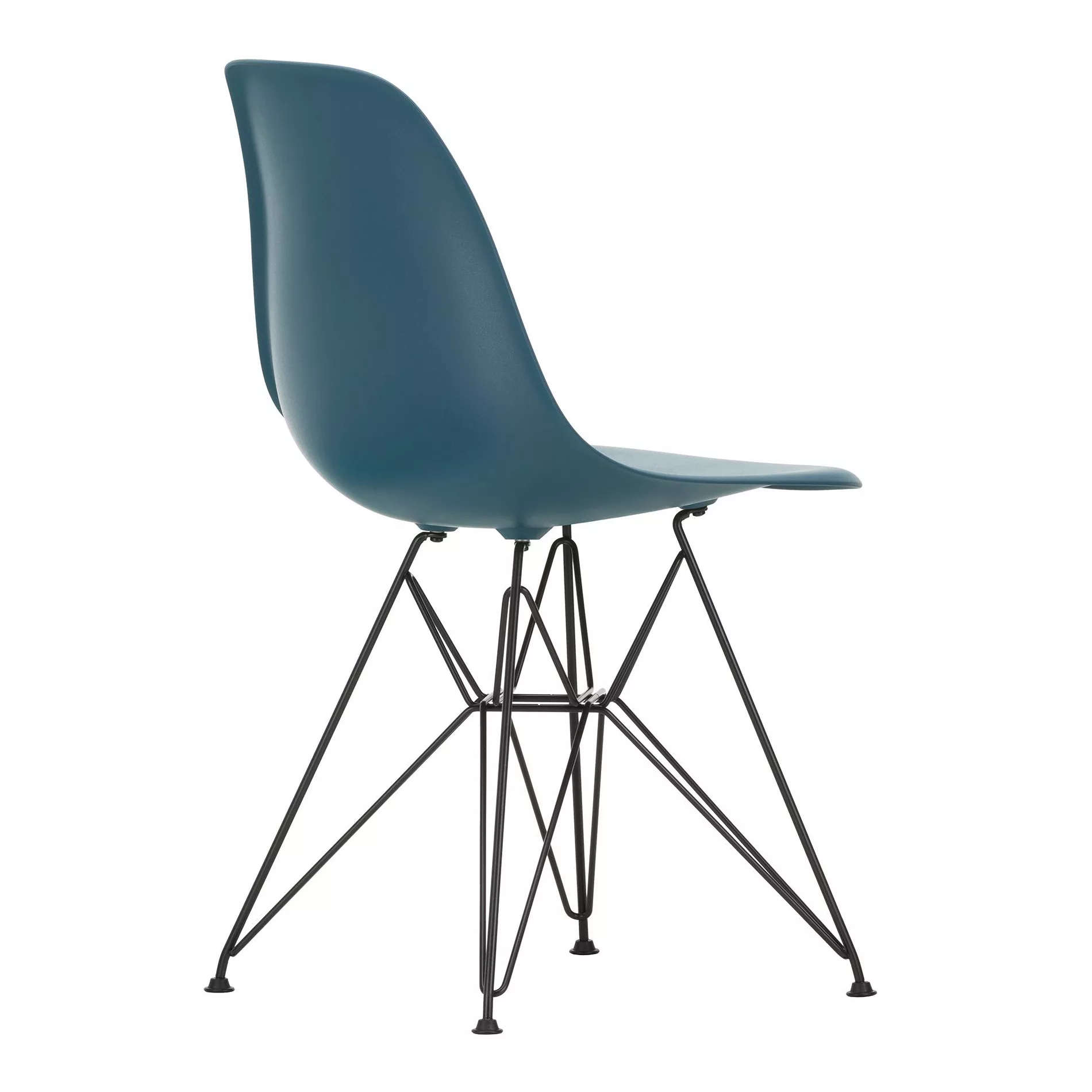 Vitra - Eames Plastic Side Chair DSR Gestell schwarz - meerblau/Sitz Polypr günstig online kaufen