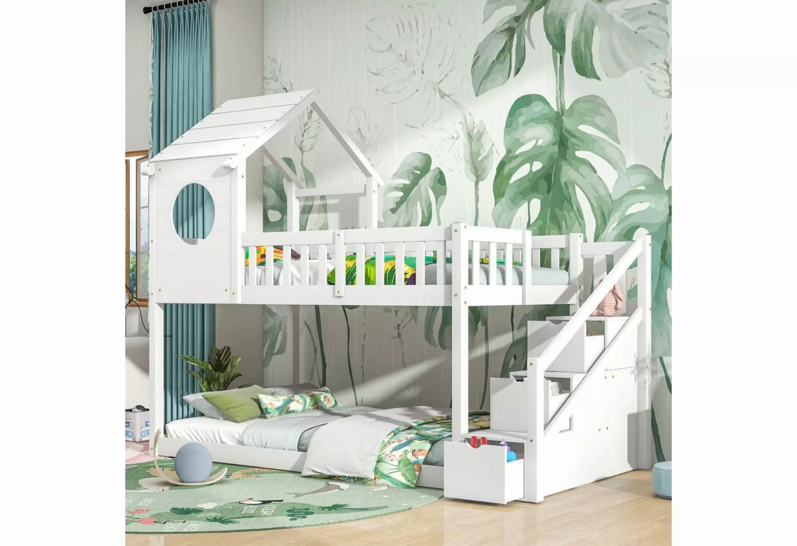 Celya Kinderbett Baumhaus Krippe 90 x 200cm, Doppelbett, Leiterschrank, Auf günstig online kaufen