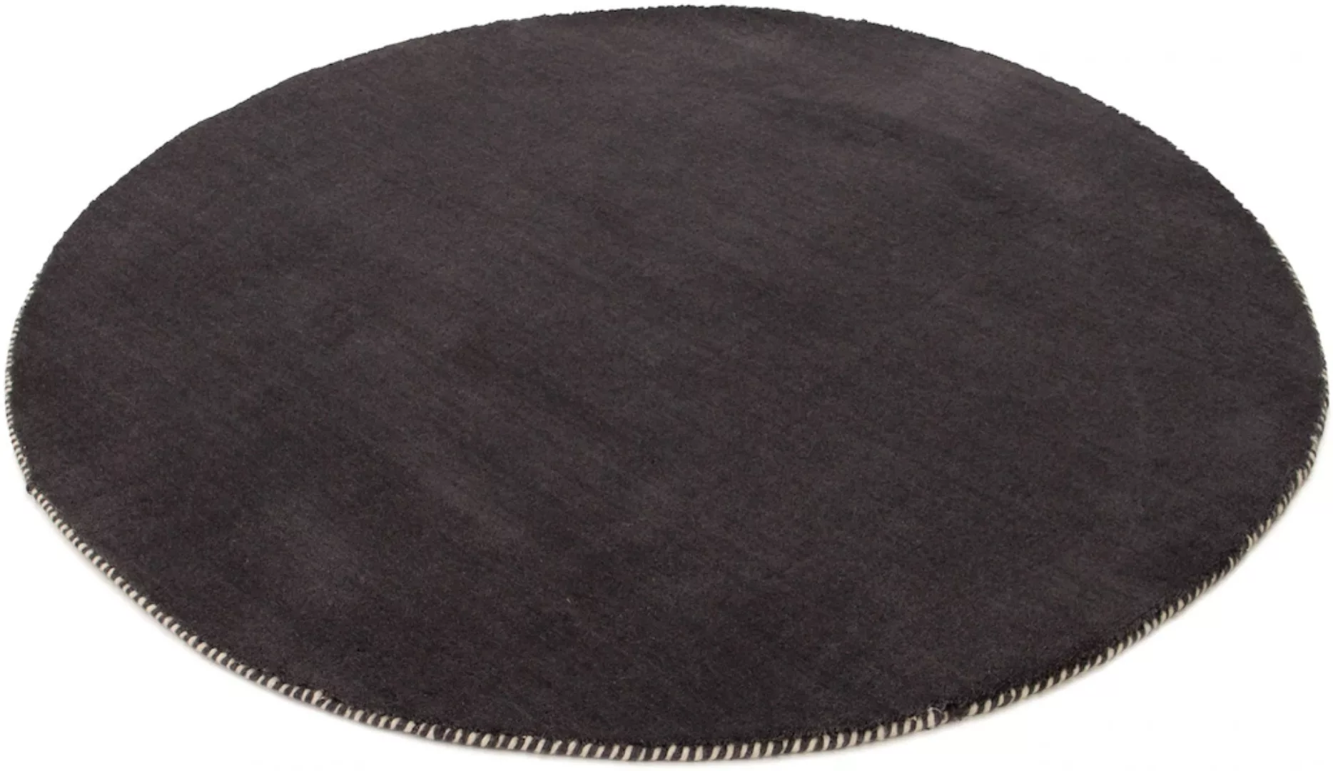 carpetfine Wollteppich »Gabbeh Lola Uni«, rund, 14 mm Höhe, mit natürlichem günstig online kaufen