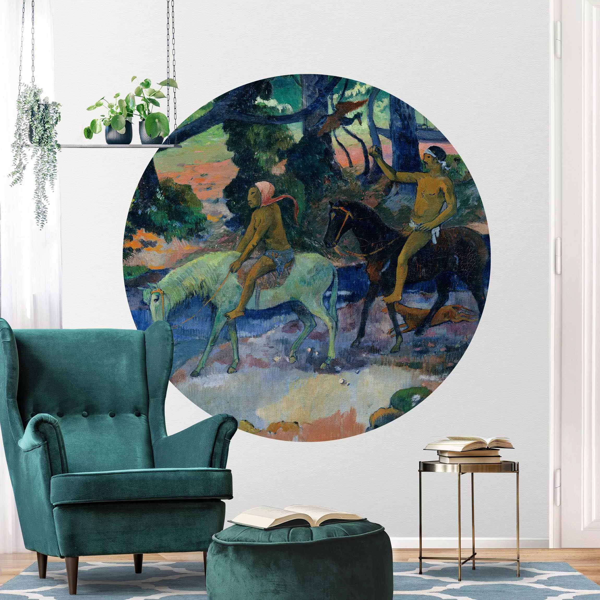 Runde Fototapete selbstklebend Paul Gauguin - Die Flucht günstig online kaufen