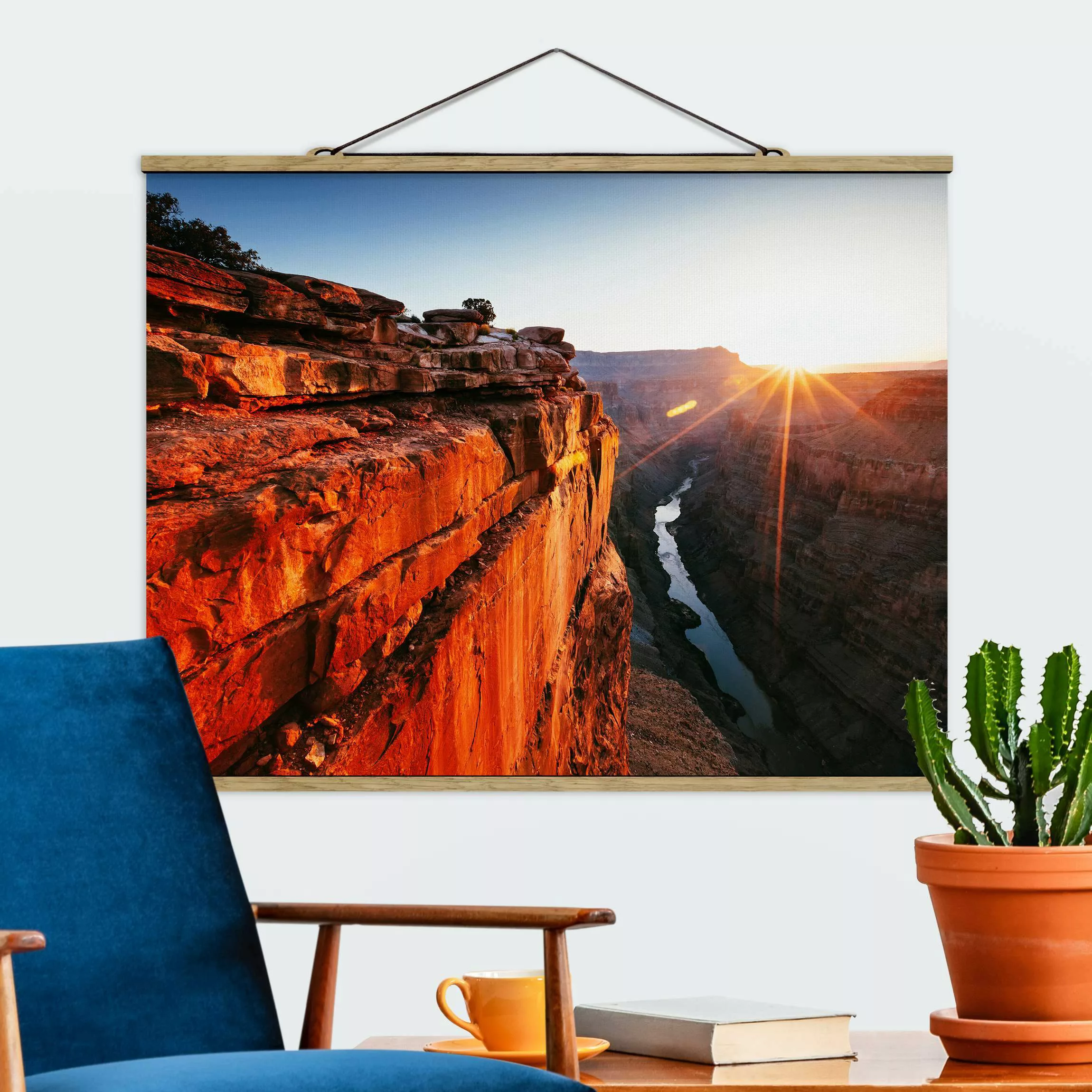 Stoffbild mit Posterleisten Sonne im Grand Canyon günstig online kaufen