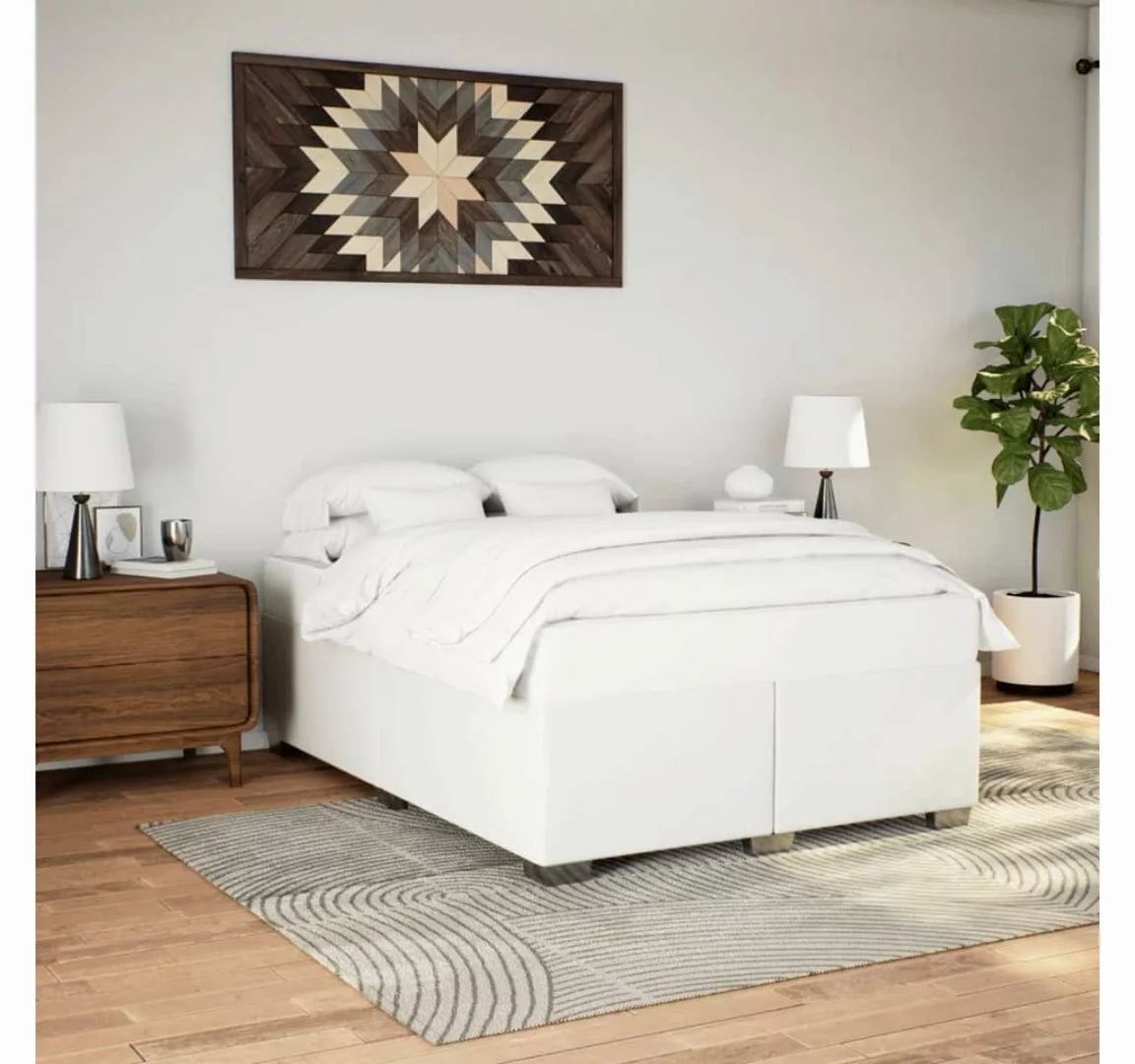 vidaXL Bett, Bettgestell Weiß 160x200 cm Kunstleder günstig online kaufen