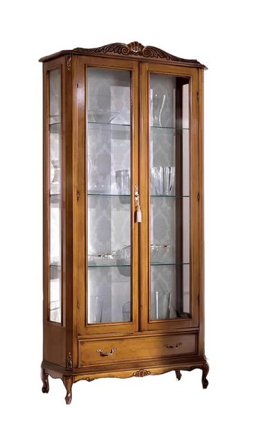 Xlmoebel Vitrine Elegante Glasvitrine aus braunem Holz - Klassischer Möbels günstig online kaufen