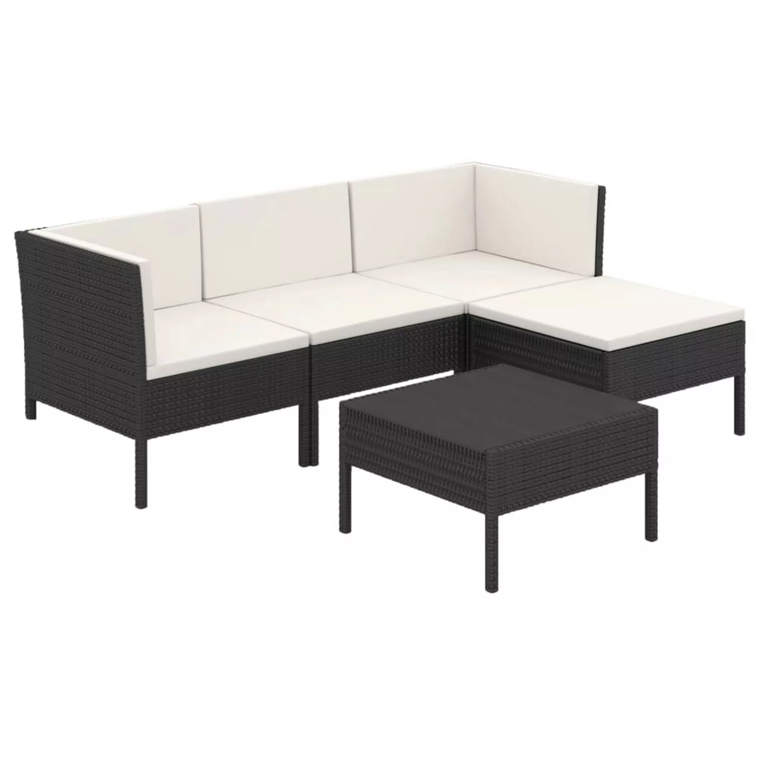 5-tlg. Garten-lounge-set Mit Auflagen Poly Rattan Schwarz günstig online kaufen