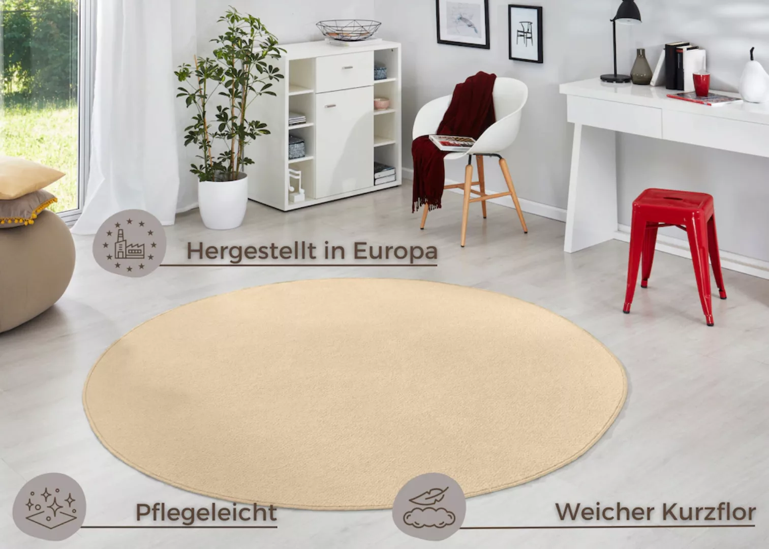 HANSE Home Teppich »Fancy«, rund, Kurzflor, Weich, Einfarbig, Wohnzimmer, S günstig online kaufen