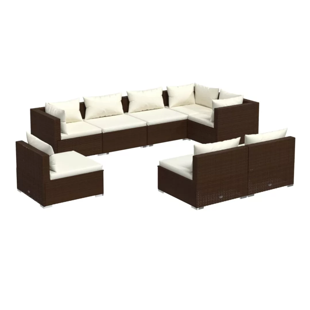 Vidaxl 8-tlg. Garten-lounge-set Mit Kissen Poly Rattan Braun günstig online kaufen