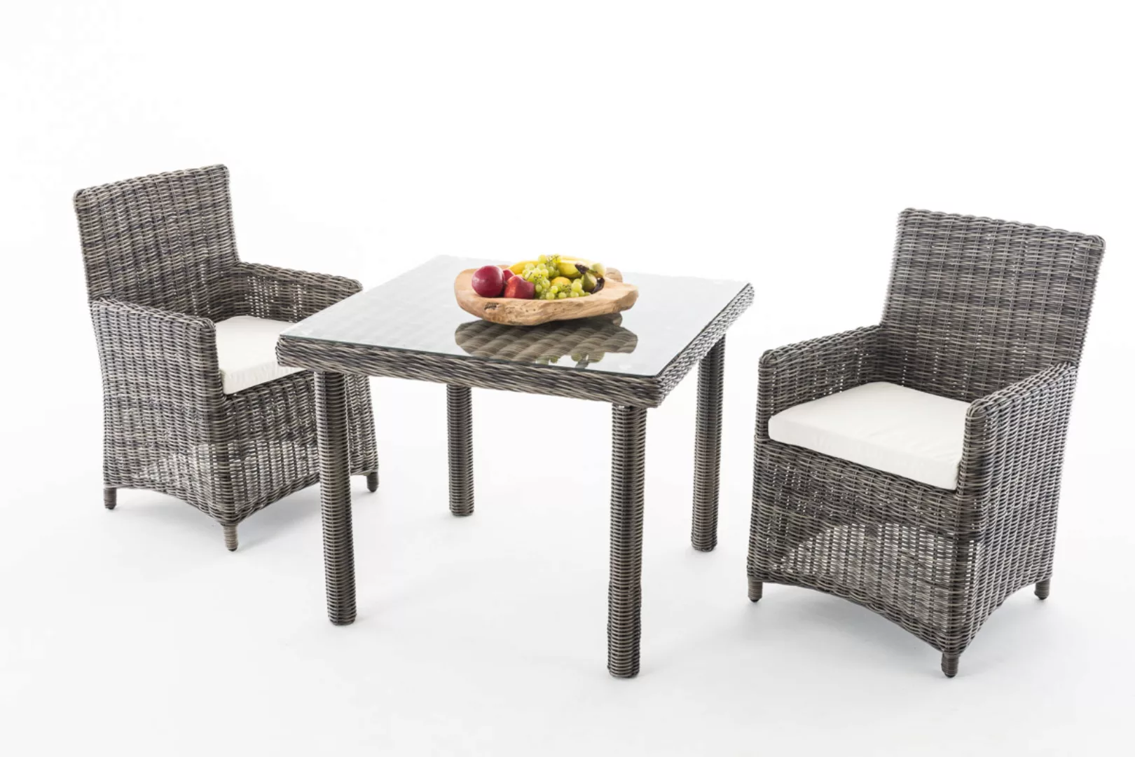 Sitzgruppe Dorado Klarglas-rund/graumeliert-90 cm-Cremeweiß günstig online kaufen