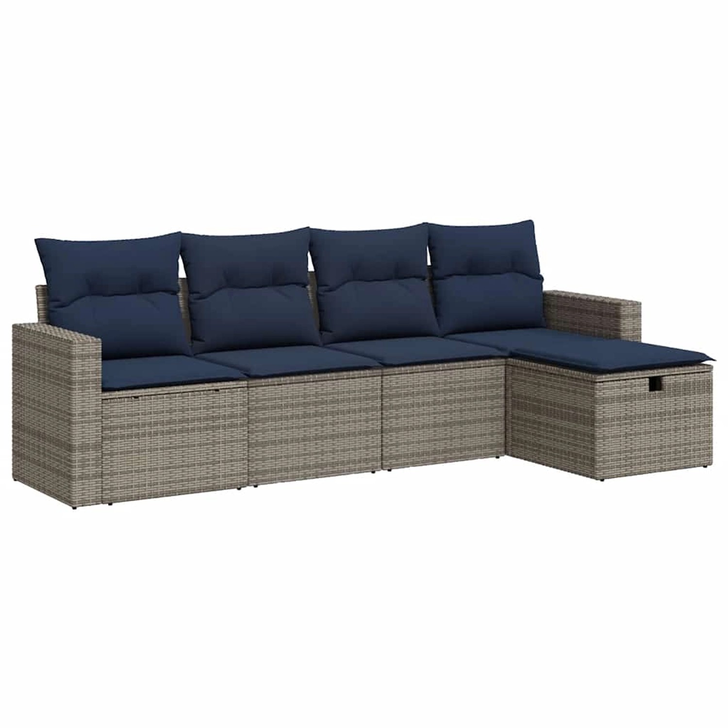 vidaXL 5-Tlg Garten-Sofagarnitur mit Kissen Grau Poly Rattan 3325367 günstig online kaufen