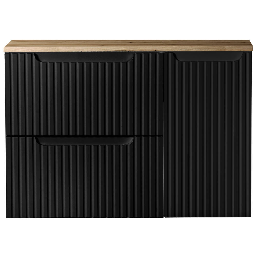 Waschtisch-Unterschrank 80cm, in schwarz mit Eiche, NEWPORT-56-BLACK günstig online kaufen