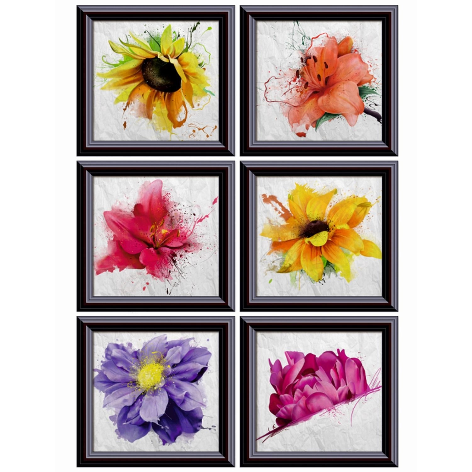 Sanders & Sanders Wandtattoo Blumen Gelb Lila und Rosa 65 x 85 cm 600276 günstig online kaufen