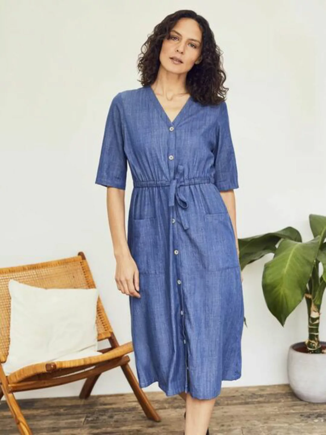 Blaues Midi-kleid Esther Aus Tencel günstig online kaufen