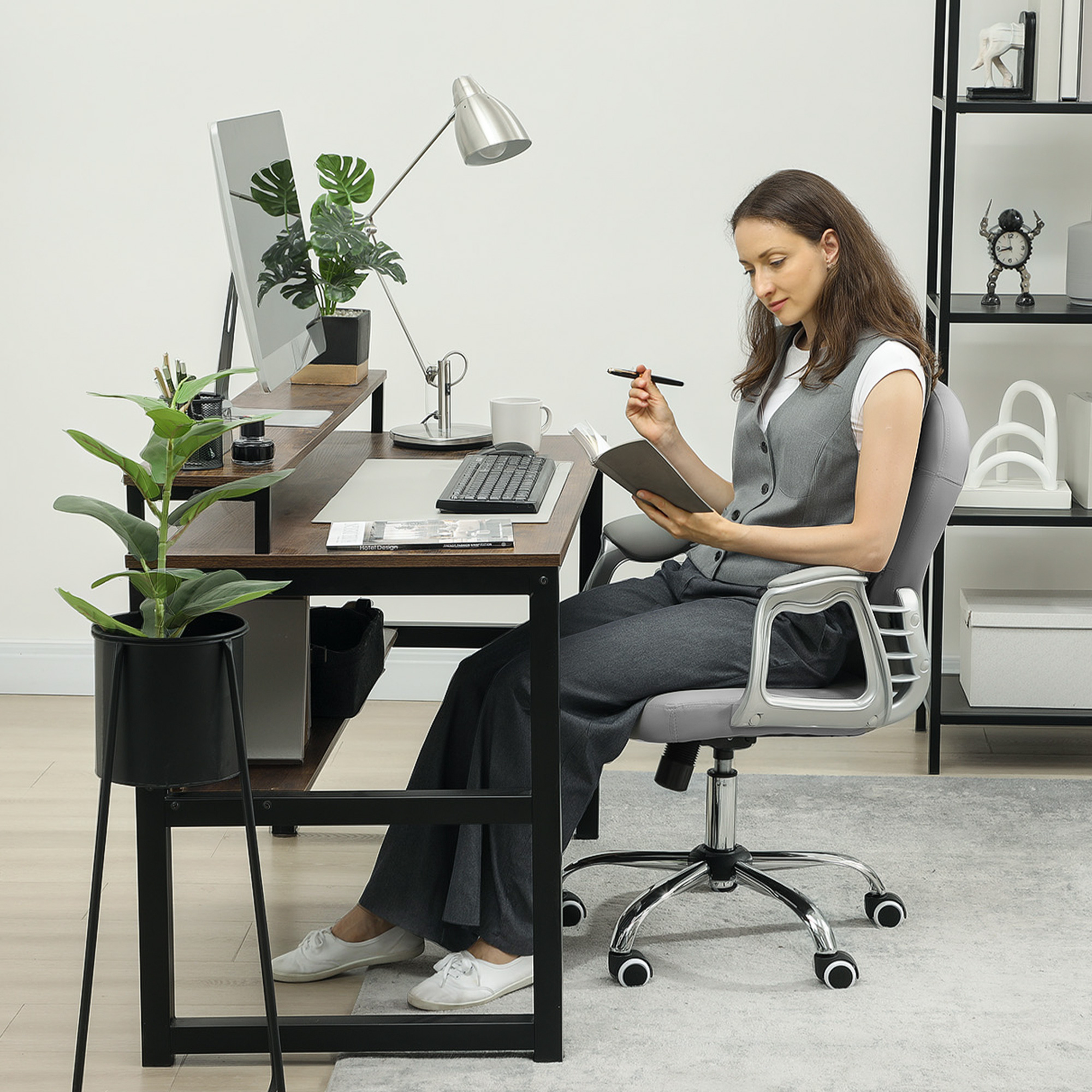Vinsetto Bürostuhl, Ergonomisch Schreibtischstuhl mit Armlehne, Gepolsterte günstig online kaufen