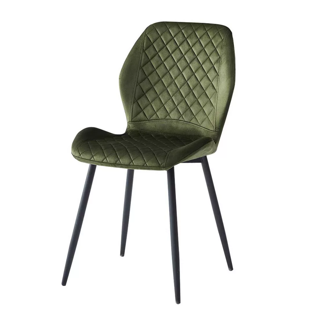 Grüne Küchenstühle modern aus Samt Gestell aus Metall (4er Set) günstig online kaufen
