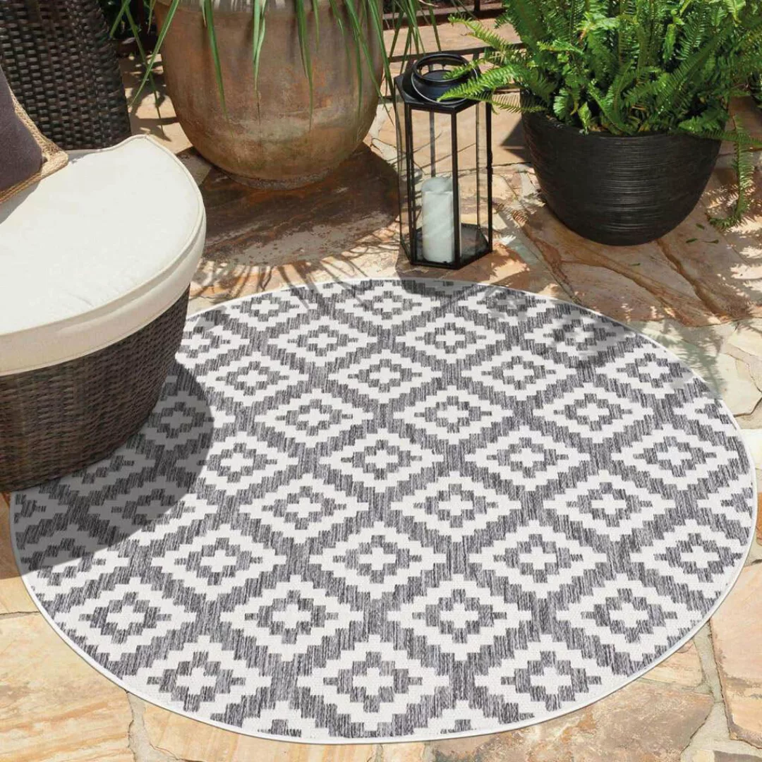 Carpet City Teppich »Outdoor 461«, rund, UV-beständig, Flachgewebe, auch in günstig online kaufen