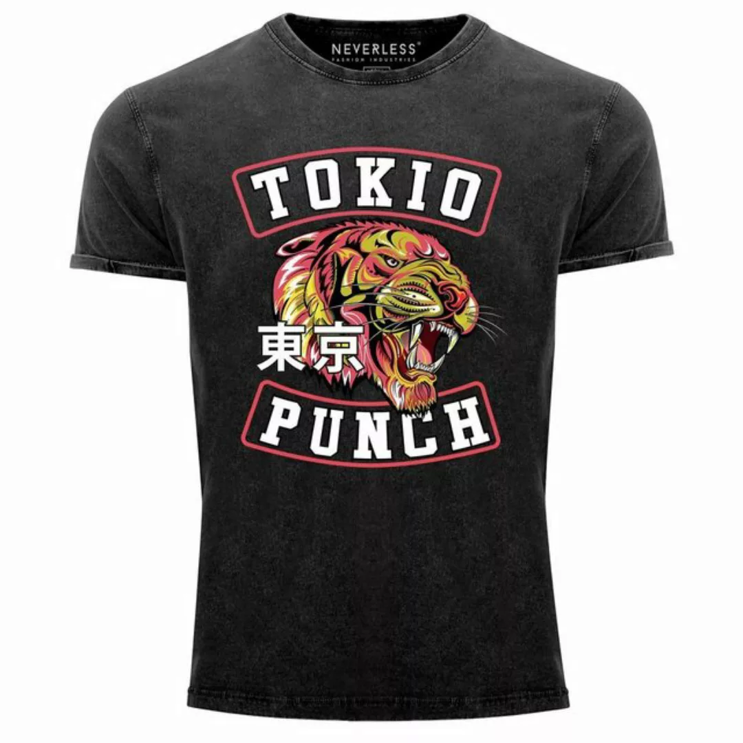 Print-Shirt Neverless® Herren T-Shirt Vintage Shirt Printshirt Tokio Punch günstig online kaufen