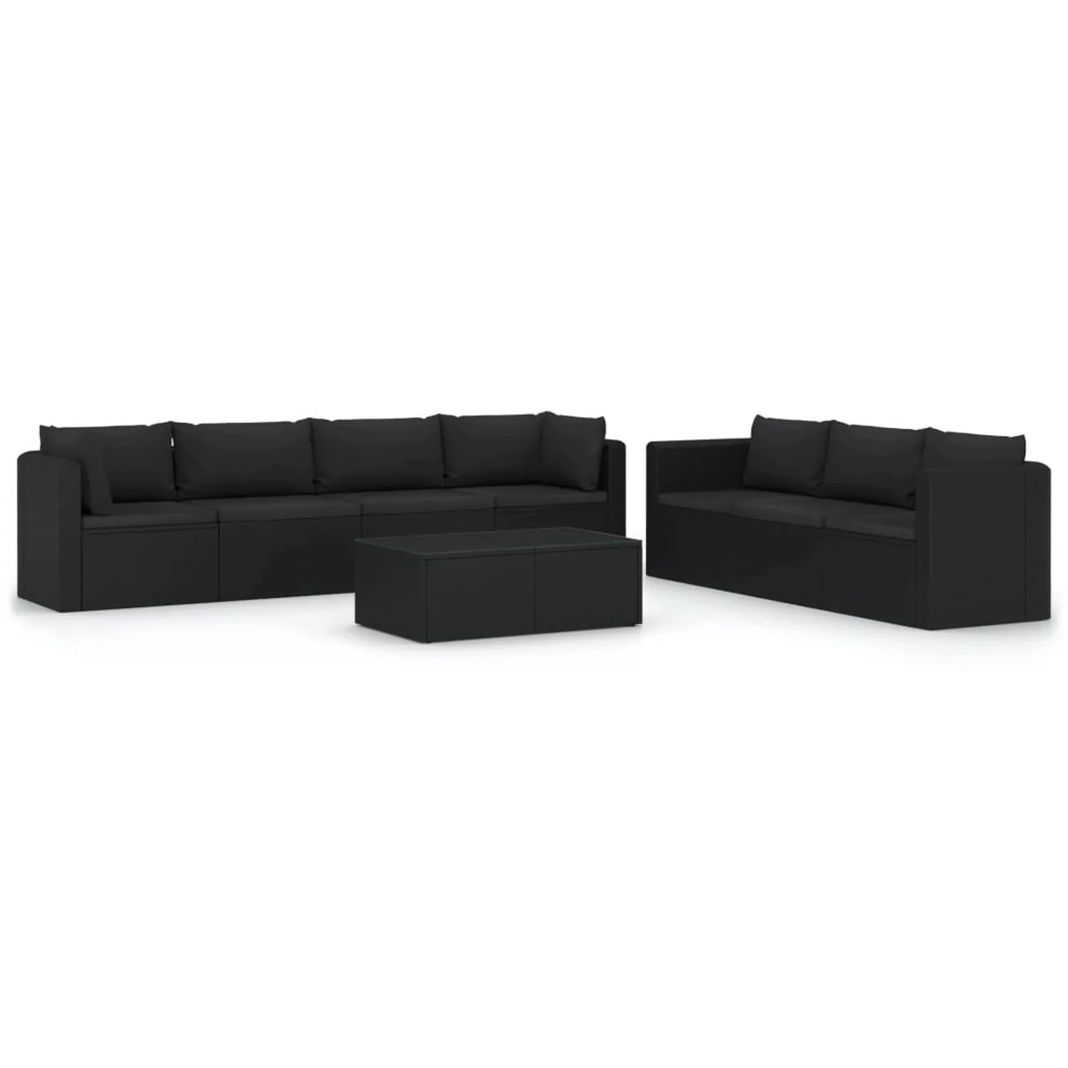 8-tlg. Garten-lounge-set Mit Kissen Poly Rattan Schwarz günstig online kaufen