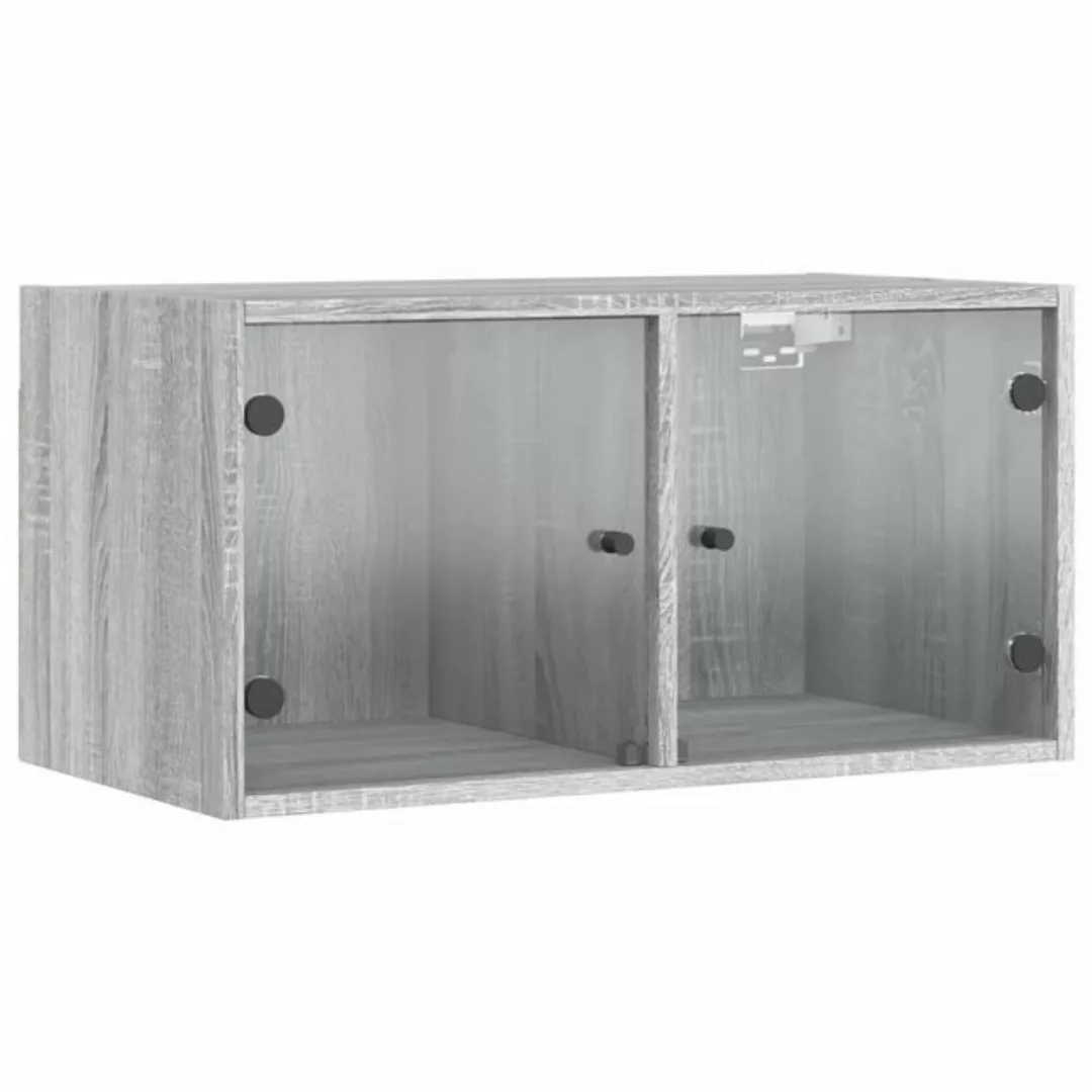 vidaXL Hängeschrank Wandschrank mit Glastüren Grau Sonoma 68,5x37x35 cm (1- günstig online kaufen