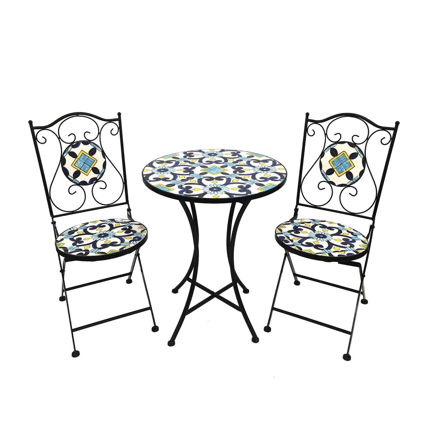 Mojawo Mosaik Sitzgarnitur Set 3teilig Sitzgruppe Gartenmöbel Tisch Stühle günstig online kaufen