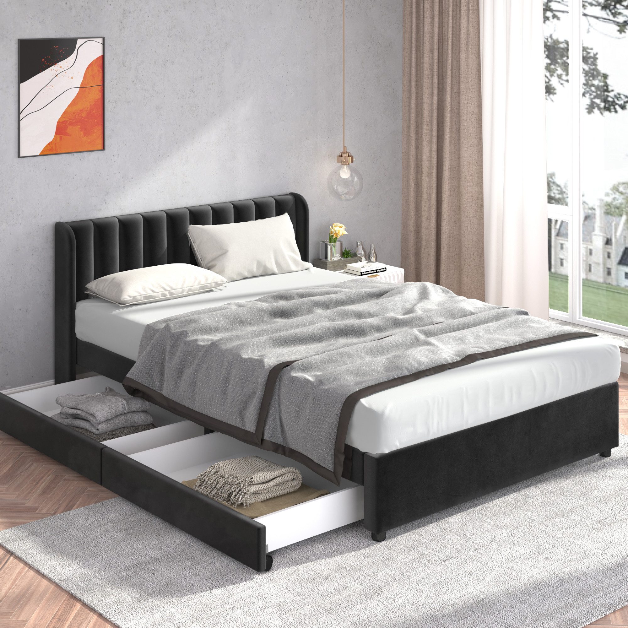 STILVORA Polsterbett 140x200 Doppelbett Bettgestell mit günstig online kaufen
